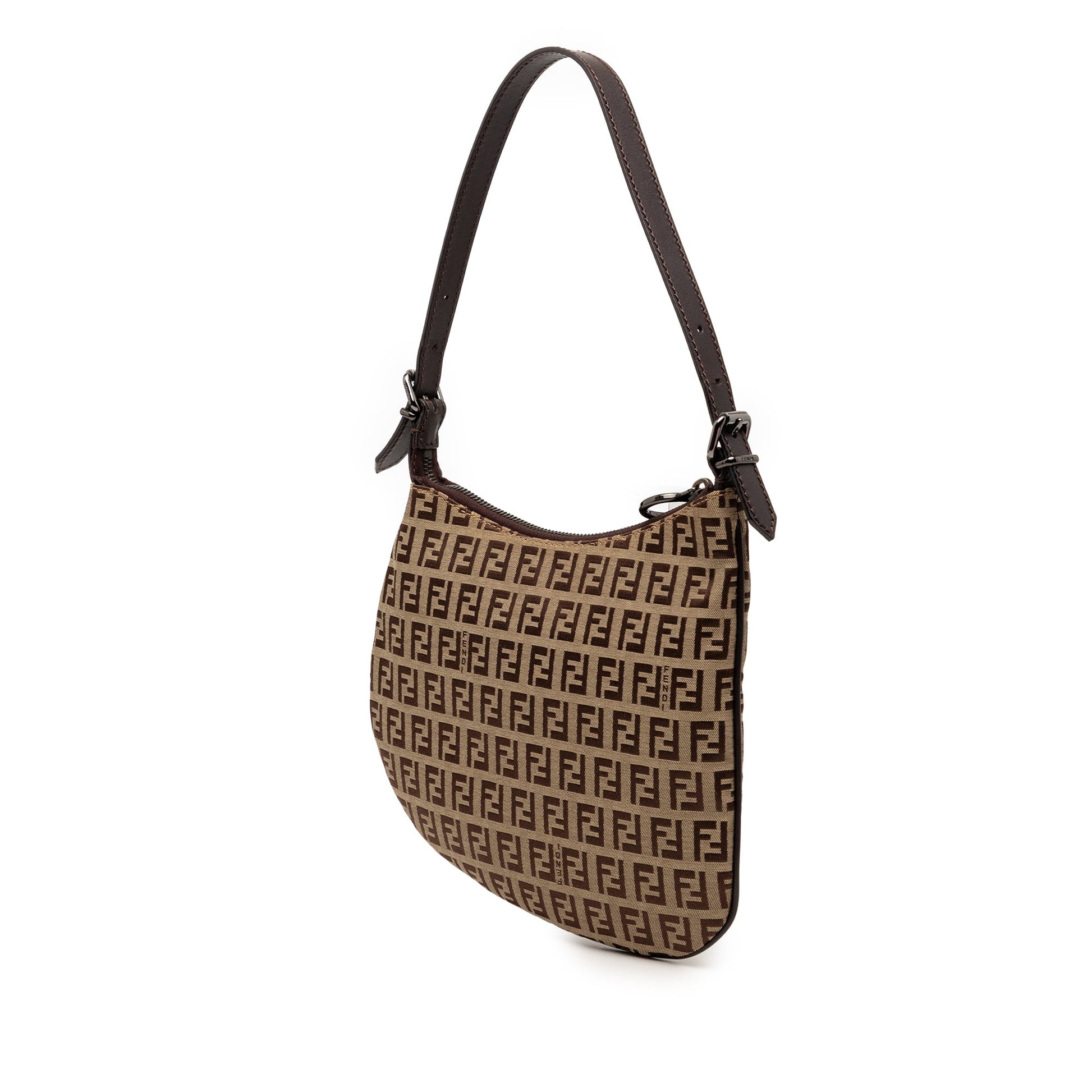 Fendi Oyster Bag Tela Zucchino Marrone Vintage – 23 cm - Etoilux