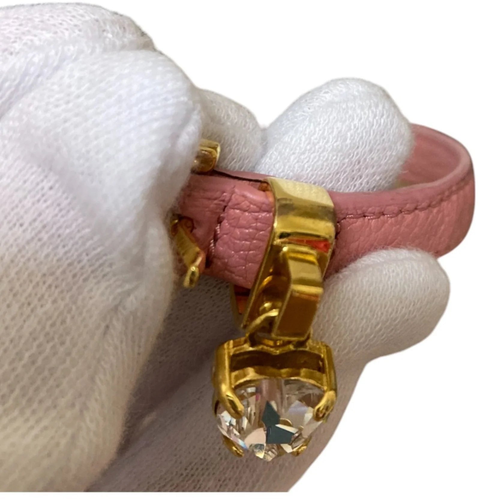 MIUMIU Bracciale rigido in pelle Madras Miu Heart Bijou rosa da donna - Etoilux