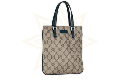 Gucci Mini Tote GG Canvas con Finiture in Pelle Blu Petrolio - Etoilux