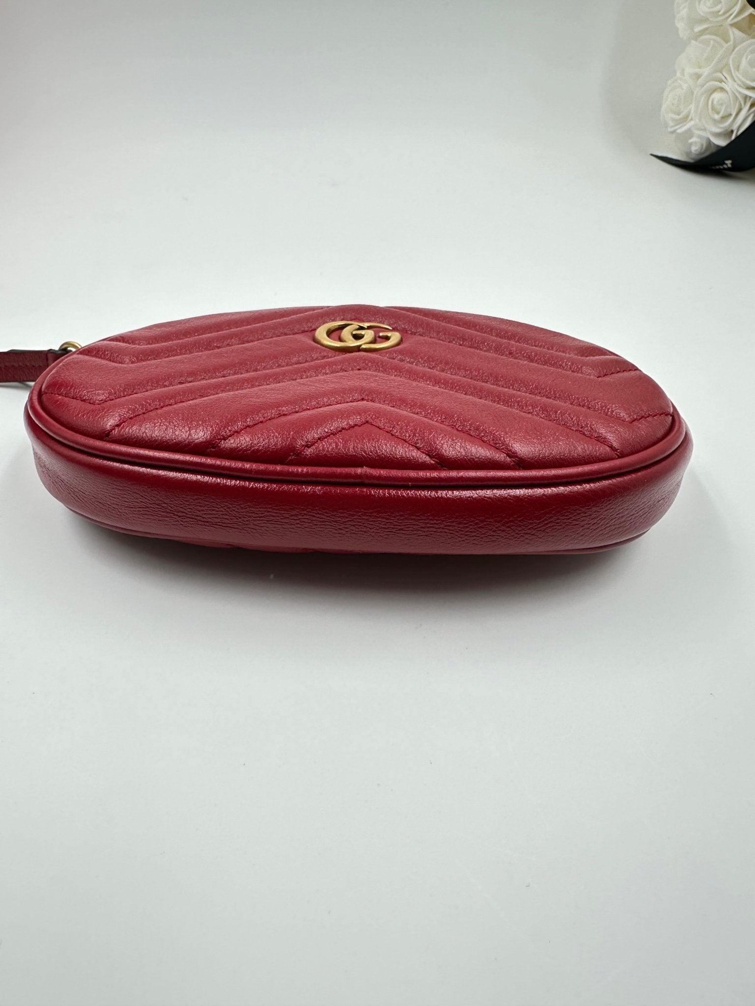 Gucci GG Marmont Multi Pochette Belt Bag Pelle Matelassé Rossa – Set 3 Pezzi - Etoilux