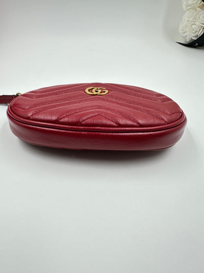 Gucci GG Marmont Multi Pochette Belt Bag Pelle Matelassé Rossa – Set 3 Pezzi - Etoilux