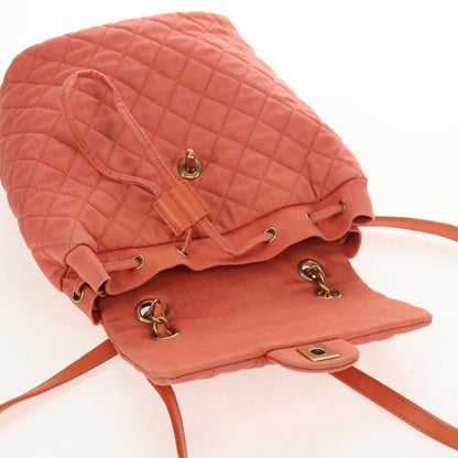 Chanel Zaino Denim Trapuntato Corallo Hardware Dorato – 20 cm - Etoilux