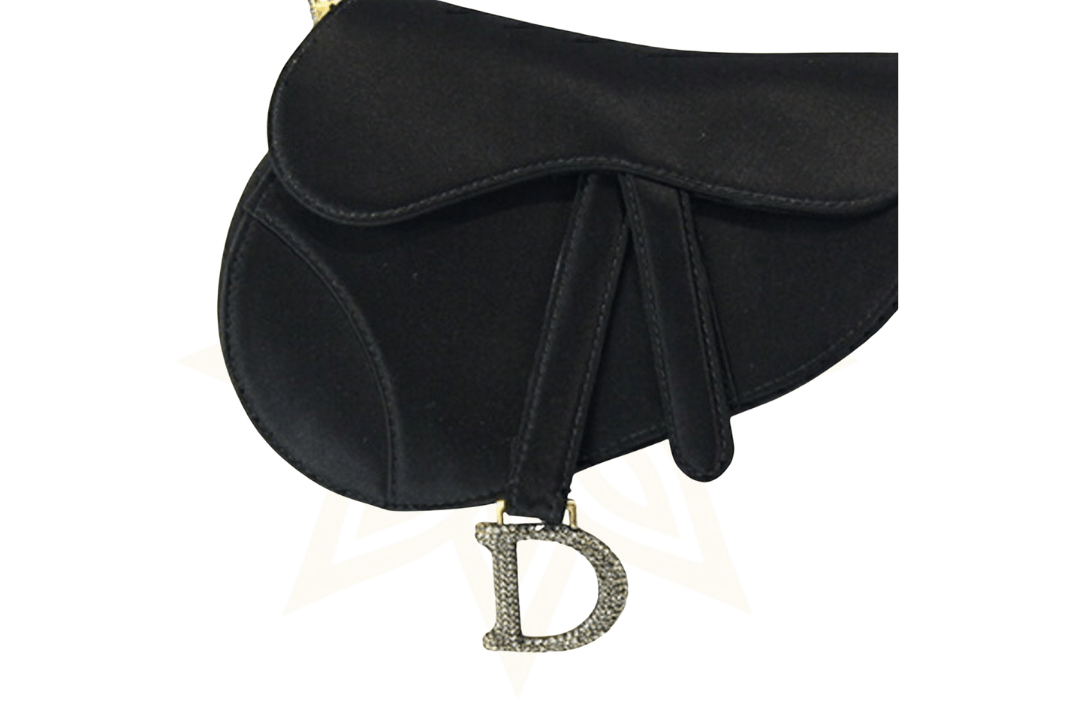 Dior Saddle Bag in raso nero con cristalli – Vintage d’eccezione - Etoilux