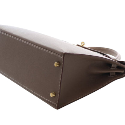 Hermès Kelly Sellier 32 Pelle Epsom Etoupe Hardware Oro 2015 – 32 cm - Etoilux