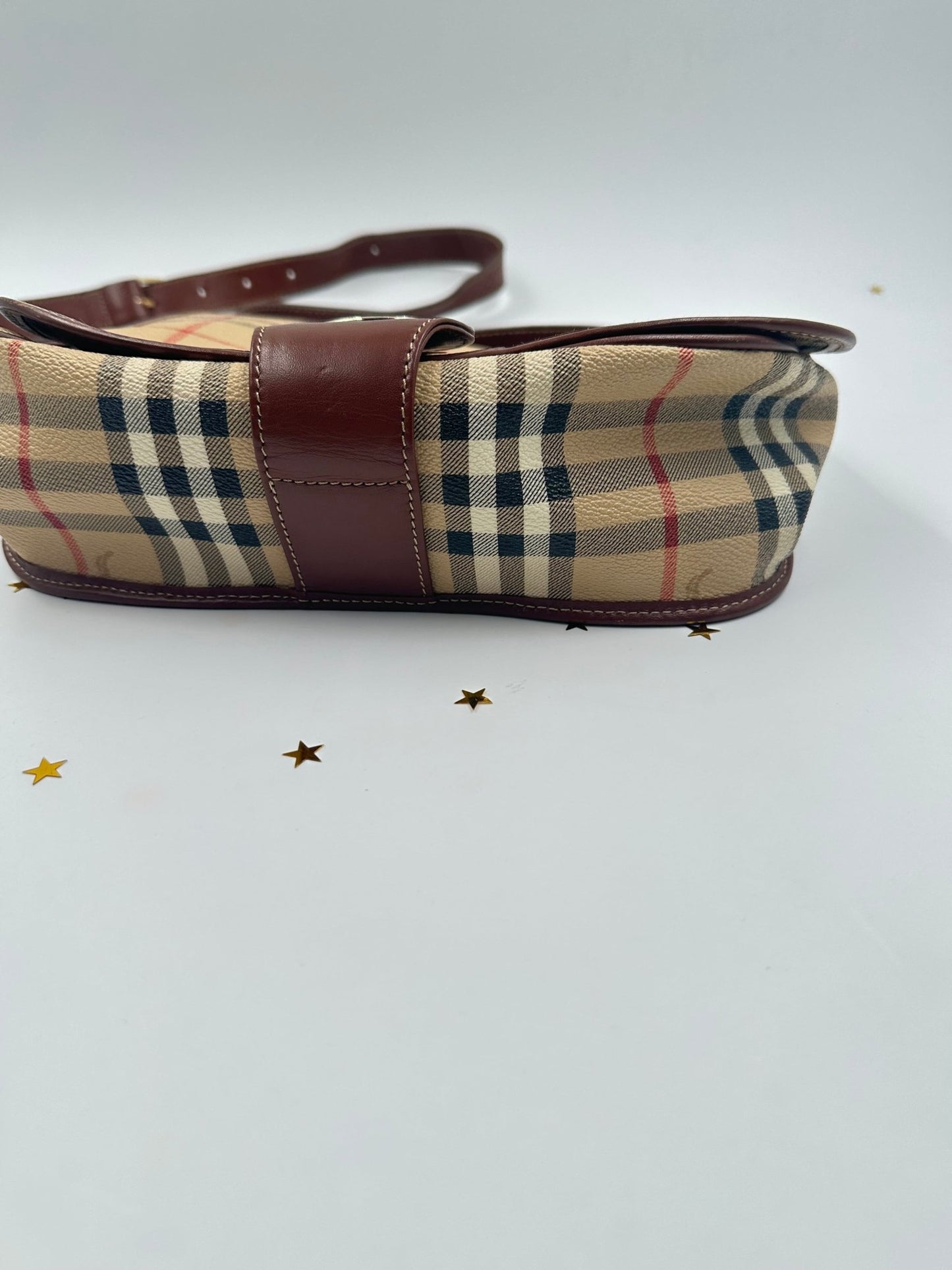 BURBERRY – Borsa a Tracolla Vintage Check in Canvas e Pelle Marrone - Etoilux