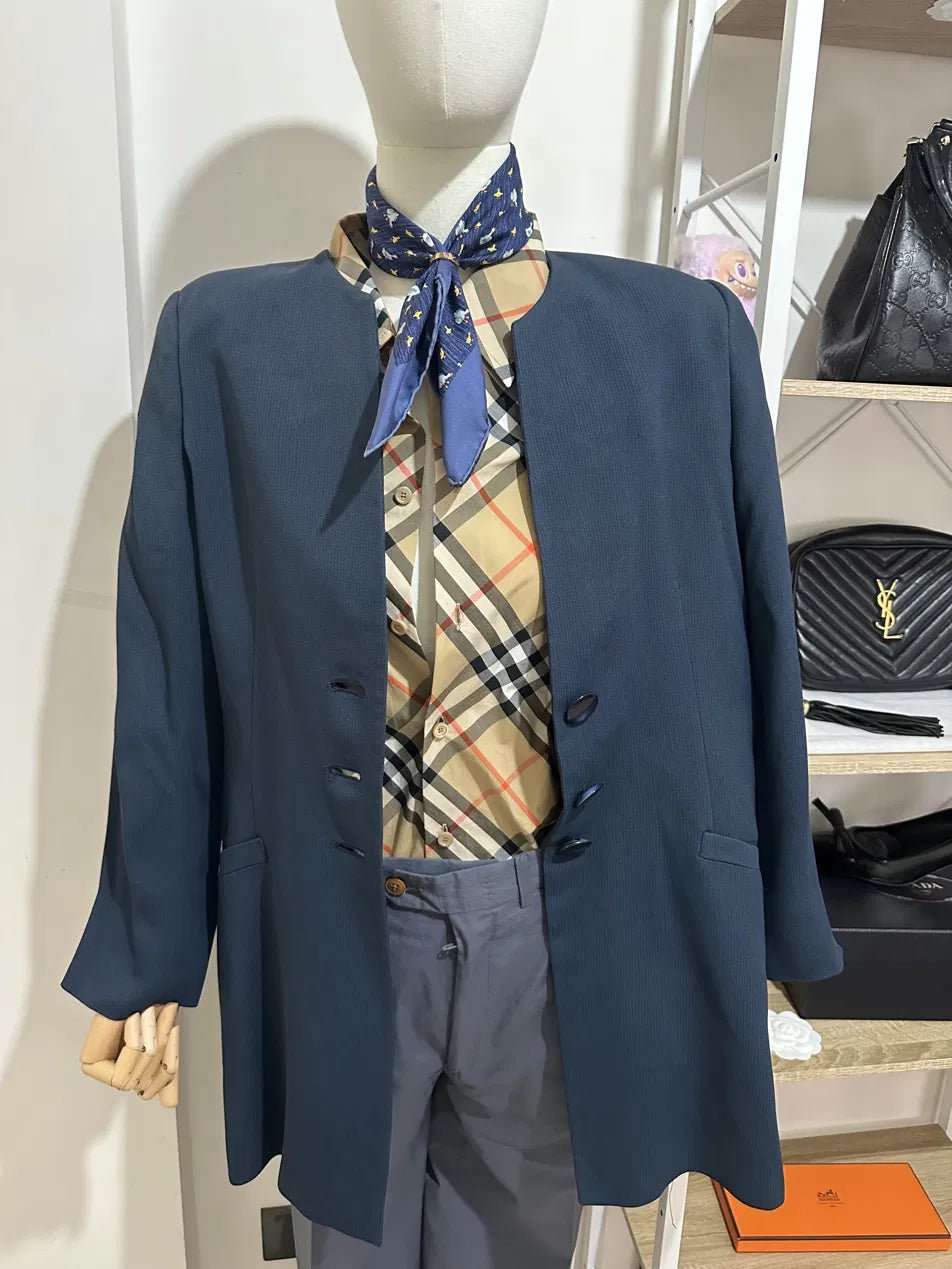 Missoni Donna Giacca Blazer Longline Blu Petrolio Anni '90 Made in Italy 