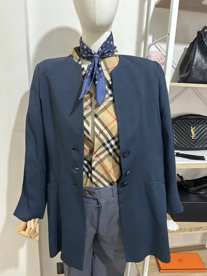 Missoni Donna Giacca Blazer Longline Blu Petrolio Anni '90 Made in Italy 