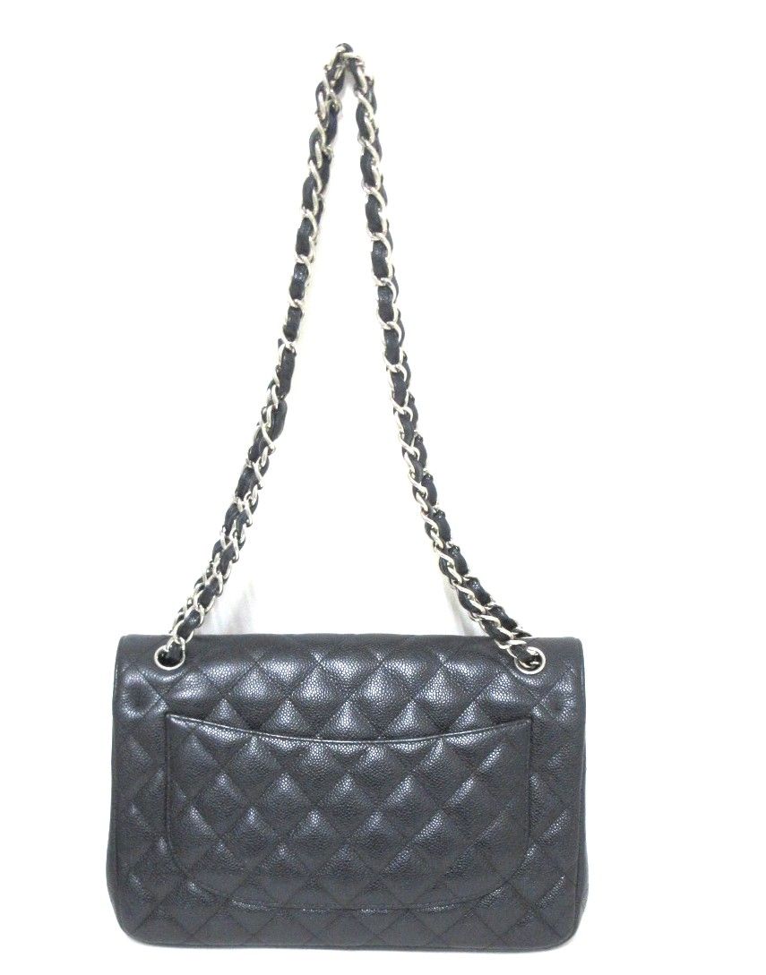 Chanel Classic Flap Jumbo – Caviar Nero con Hardware Argentato – Serie 25 - Etoilux
