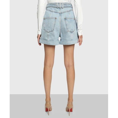 Balmain - Shorts - Azzurro pantaloncini con fibbia - Etoilux