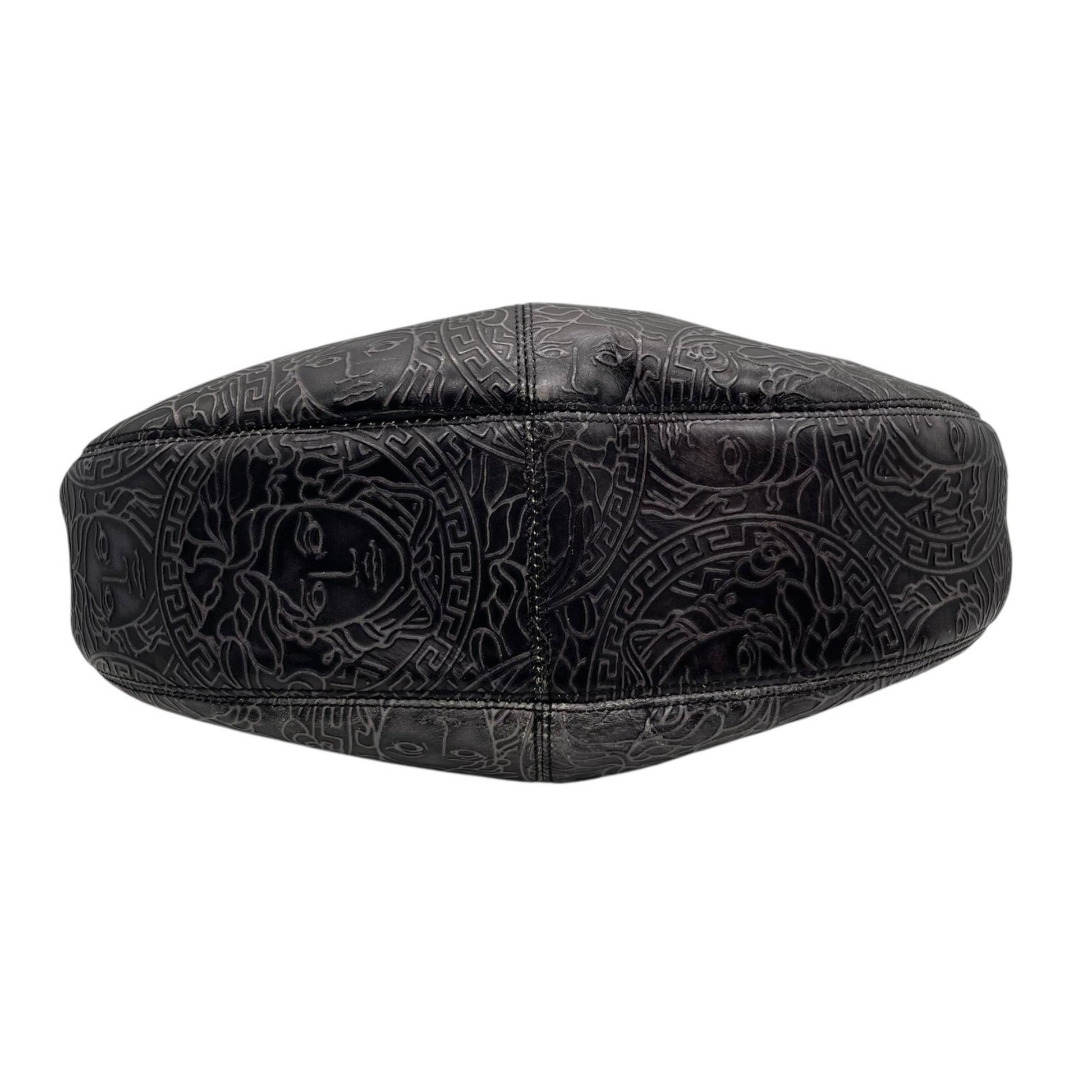 Versace Medusa – Hobo bag in pelle nera incisa - Etoilux