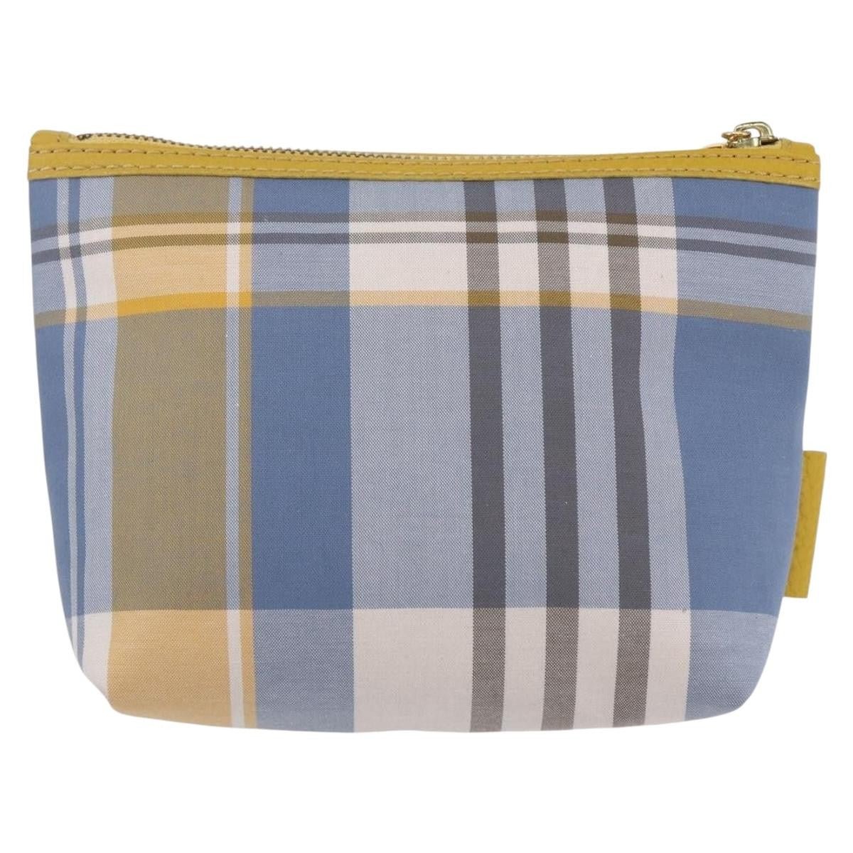 Burberry Nova Check Pochette in Tela Canvas Azzurra e Giallo Senape — Small - Etoilux