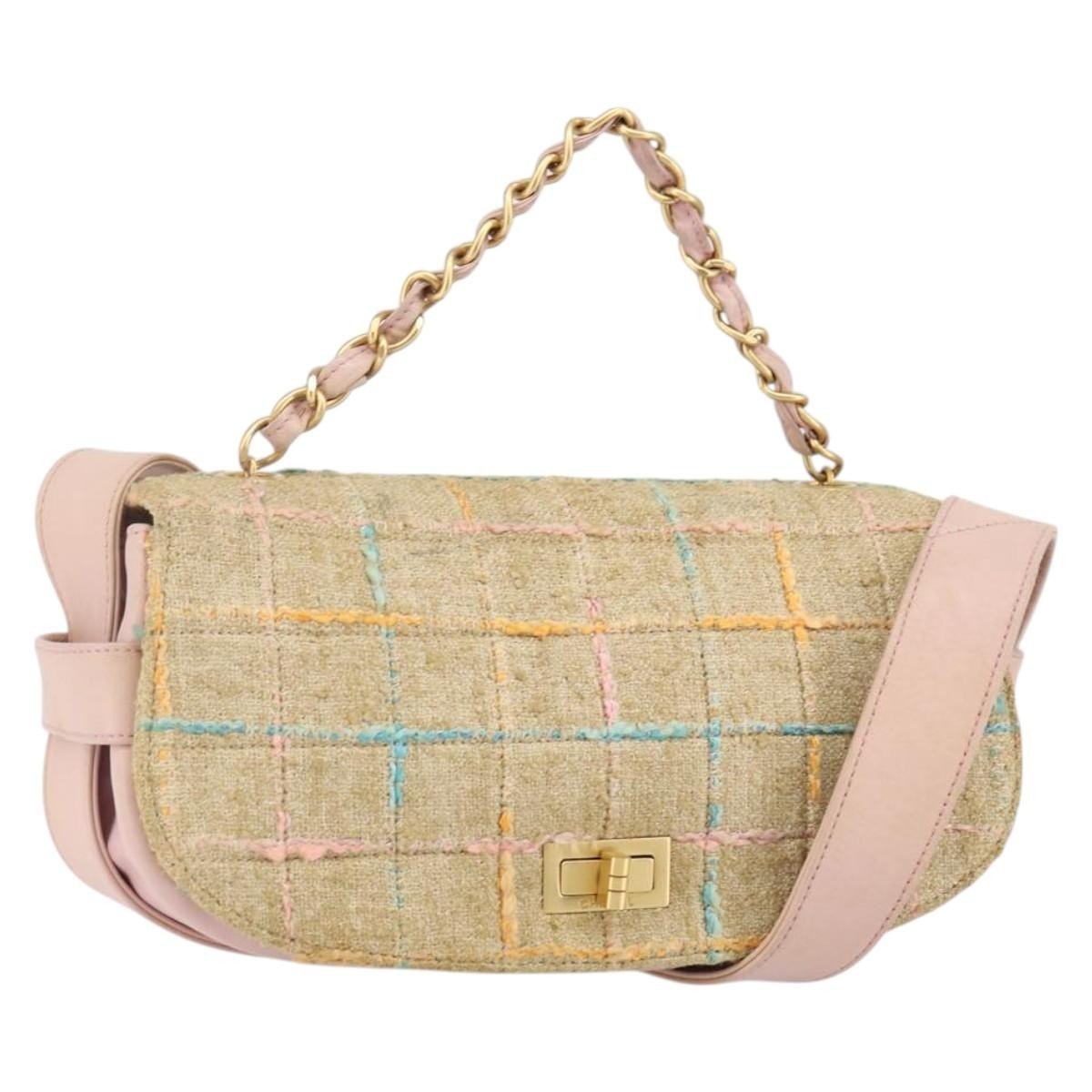 Chanel Chocolate Bar 2.55 in Tweed Multicolore – Beige/Rosa - Etoilux