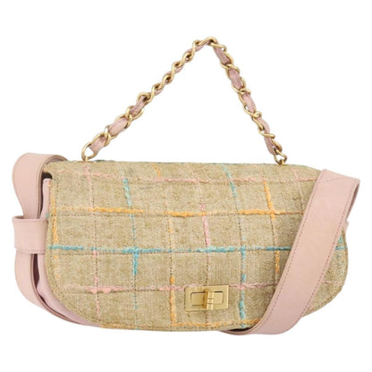 Chanel Chocolate Bar 2.55 in Tweed Multicolore – Beige/Rosa - Etoilux