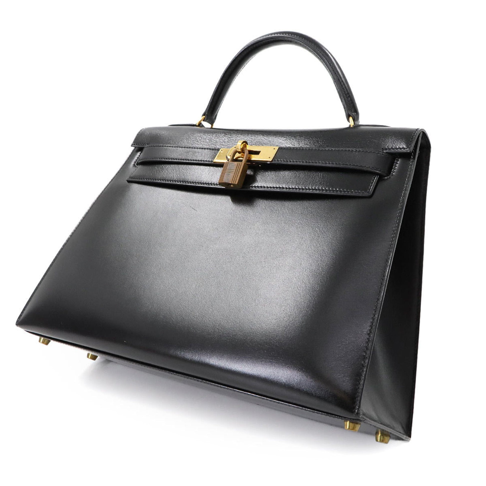 Hermès Kelly 32 in Pelle Nera – Oro - Etoilux