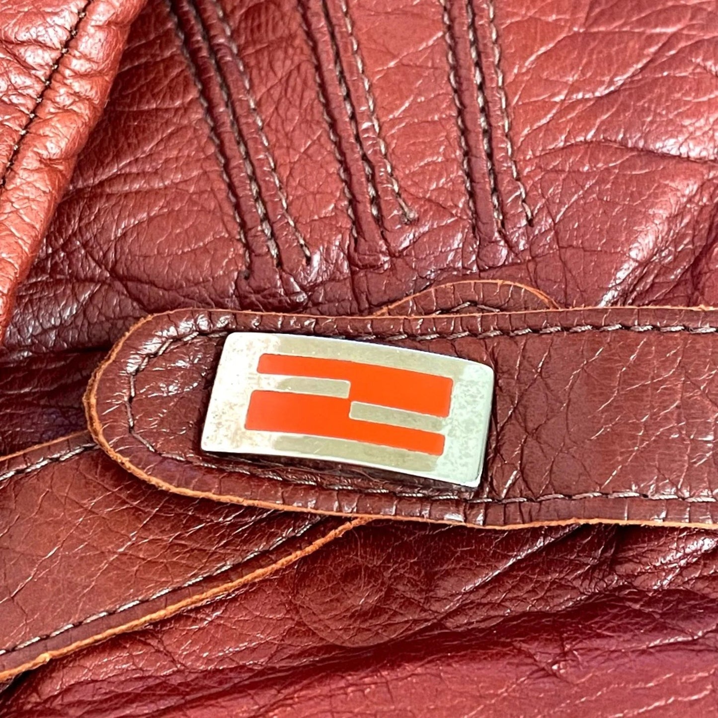 Fendi – Guanti in Pelle Rossa con Pelliccia Arancione – Taglia M – Vintage - Etoilux