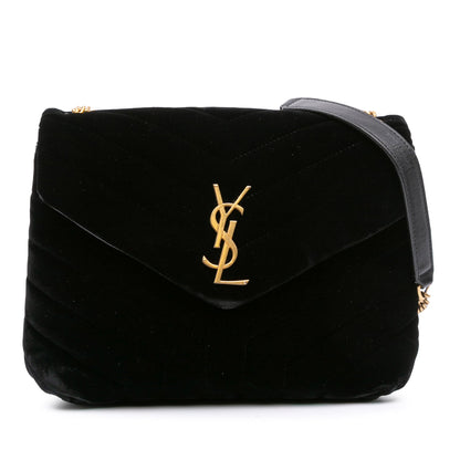 Saint Laurent – LouLou Monogram in velluto matelassé nero | Small - Etoilux