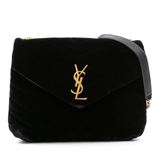 Saint Laurent – LouLou Monogram in velluto matelassé nero | Small - Etoilux