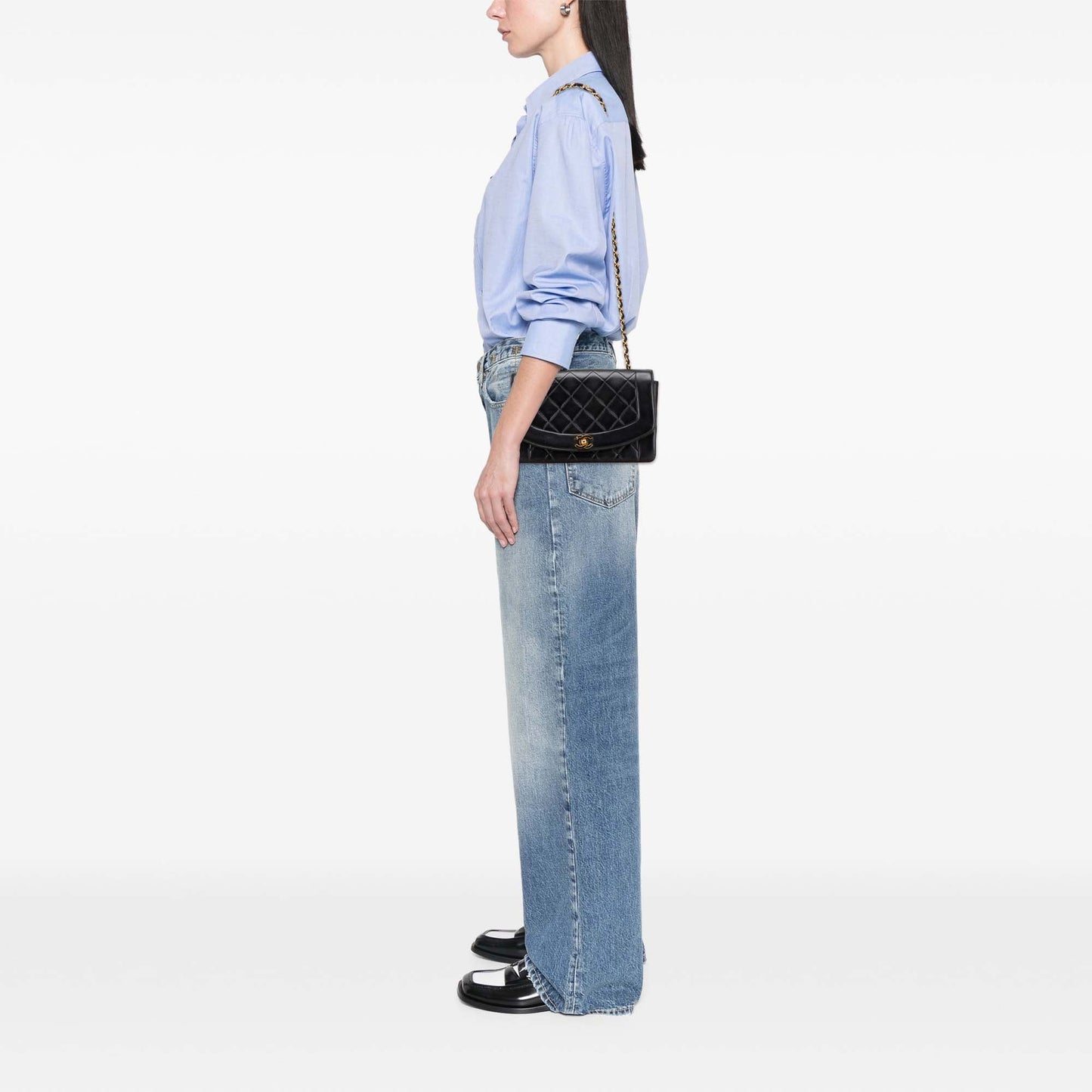 Chanel Diana Flap Medium in pelle di agnello nera – Vintage 1991/1994 - Etoilux