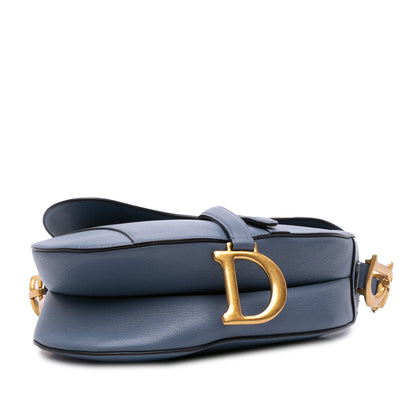 Dior – Borsa Saddle in pelle di capra blu (2021) – Size 22,5 x 25,5 x 5 cm - Etoilux