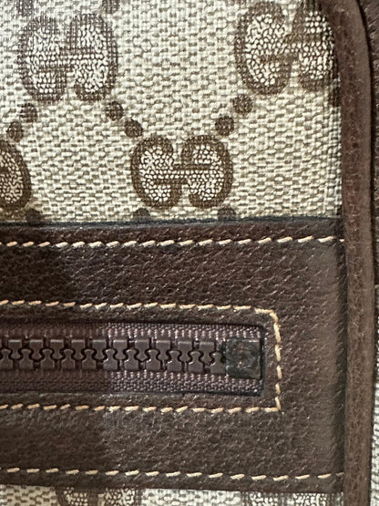 Gucci Accessory Collection Camera Bag GG Supreme Web – Tela e Pelle Marrone, anni '80 – 23 cm - Etoilux