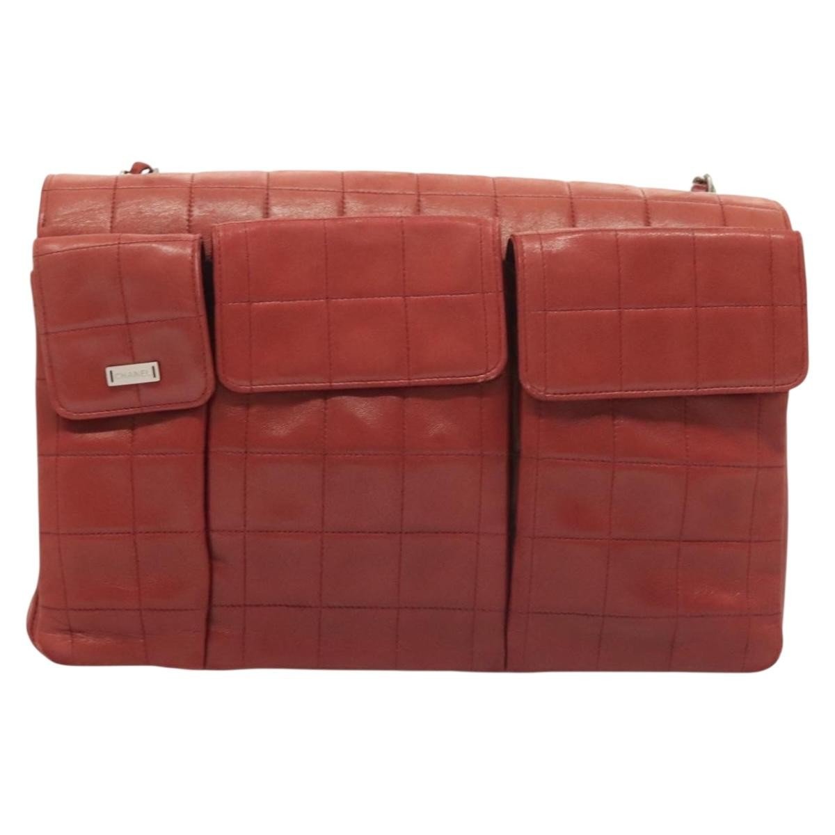 Chanel Chocolate Bar Reissue Flap Pelle di Agnello Rosso – 31 cm - Etoilux