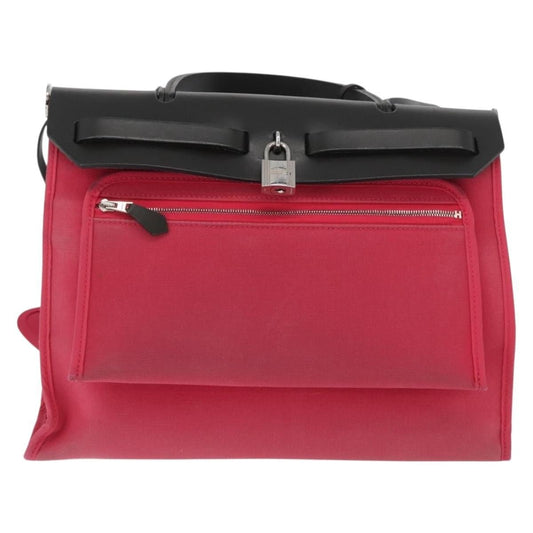 Hermès Herbag Zip 31 – Toile Rose & Cuir Vache Hunter Noir – Hardware Palladio - Etoilux
