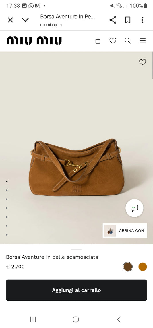 Miu Miu – Aventure Medium in pelle scamosciata - Etoilux