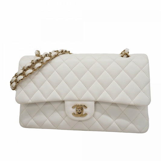 Chanel Classic Flap Bag in pelle bianca – Medium Size - Etoilux