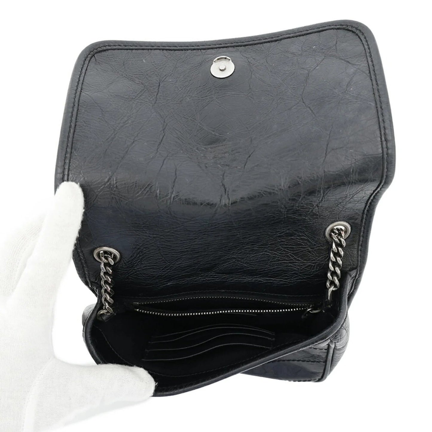 Saint Laurent Borsa a tracolla con catena Saint Laurent Niki in pelle SAINT LAURENT PARIS Nero - Etoilux