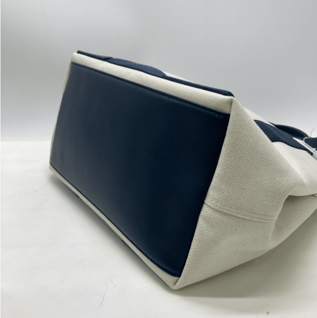 Balenciaga Navy Cabas Tela Naturale e Pelle Navy – Small - Etoilux