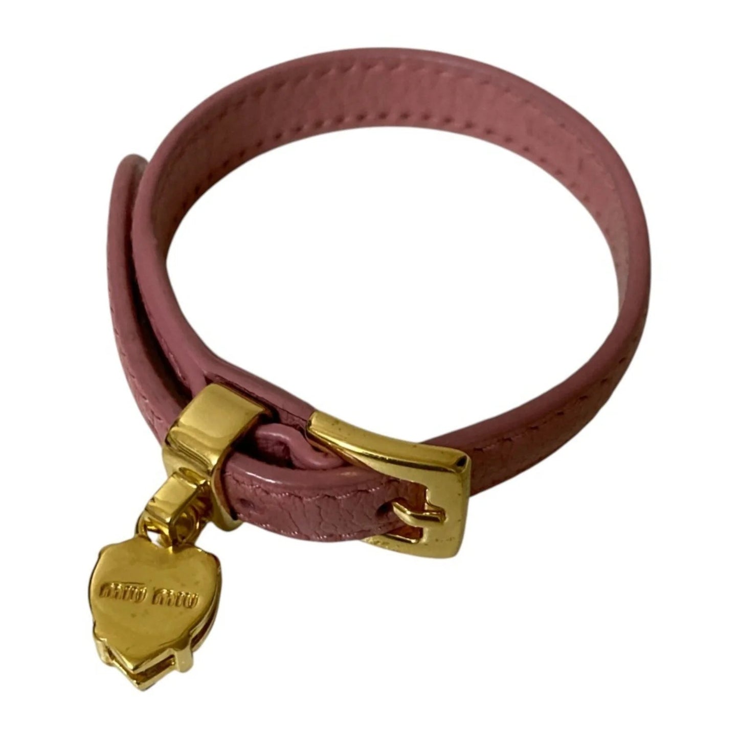 MIUMIU Bracciale rigido in pelle Madras Miu Heart Bijou rosa da donna - Etoilux
