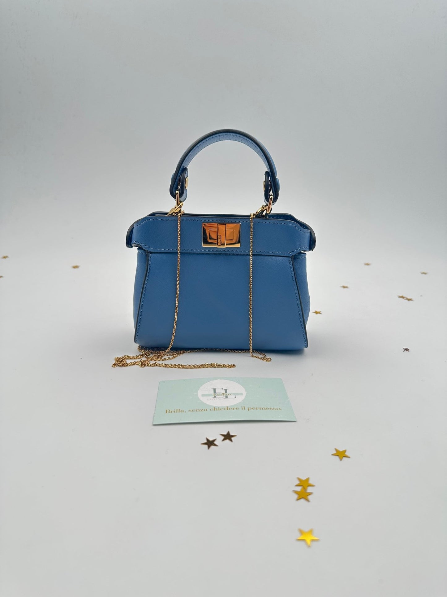 Fendi Nano Peekaboo – Pelle Azzurra - Etoilux
