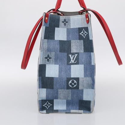 Louis Vuitton OnTheGo – Denim patchwork e manici rossi - Etoilux
