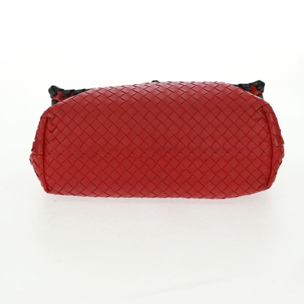 Bottega Veneta Glass Shoulder Bag Intrecciato Nappa Rosso/Nero – 28 cm - Etoilux