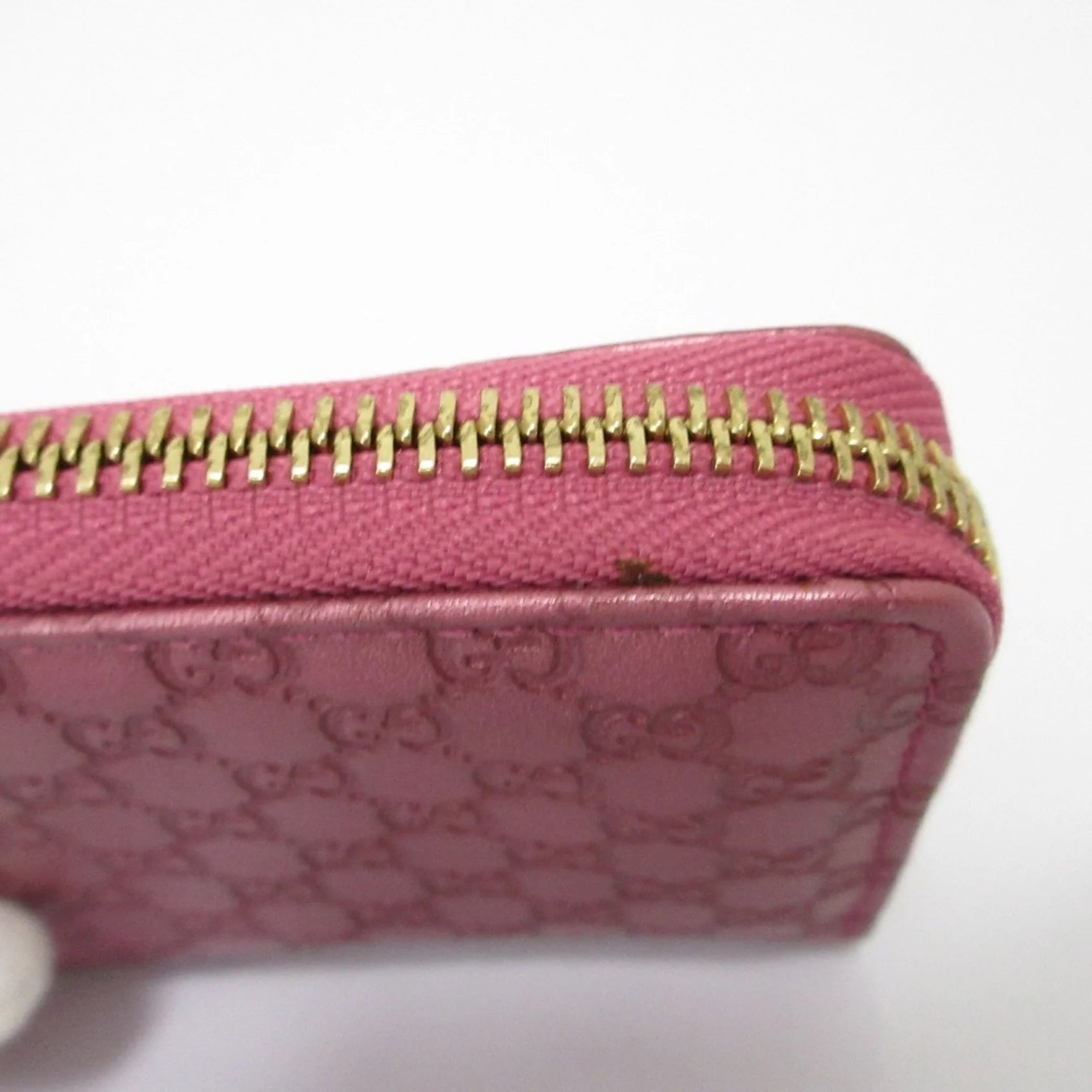 Gucci Portafoglio/portamonete in pelle Microsima con cerniera rotonda GUCCI, rosa metallizzato da donna - Etoilux