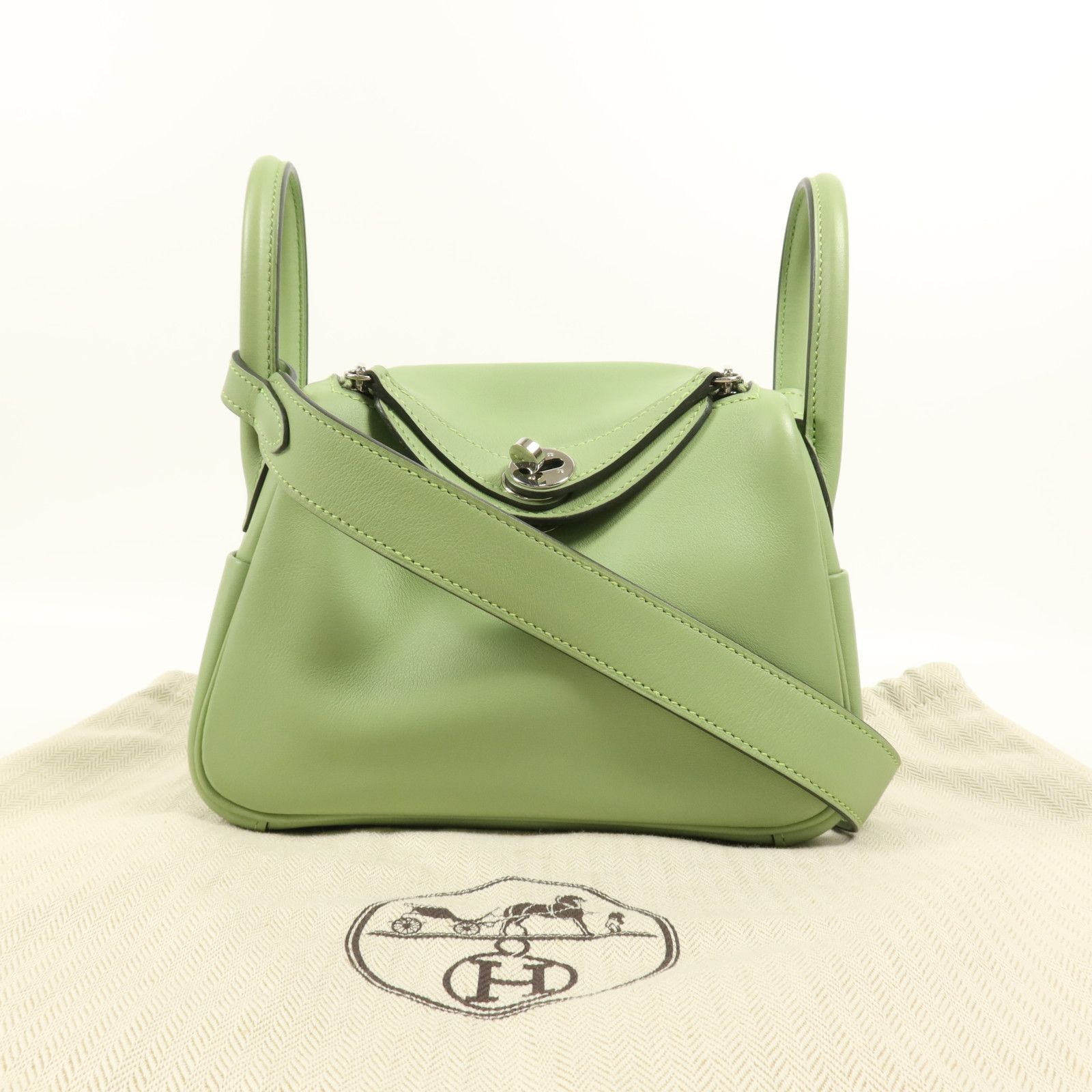 Hermès Mini Lindy Swift Vert Criquet Palladio 2020 – 19 cm - Etoilux