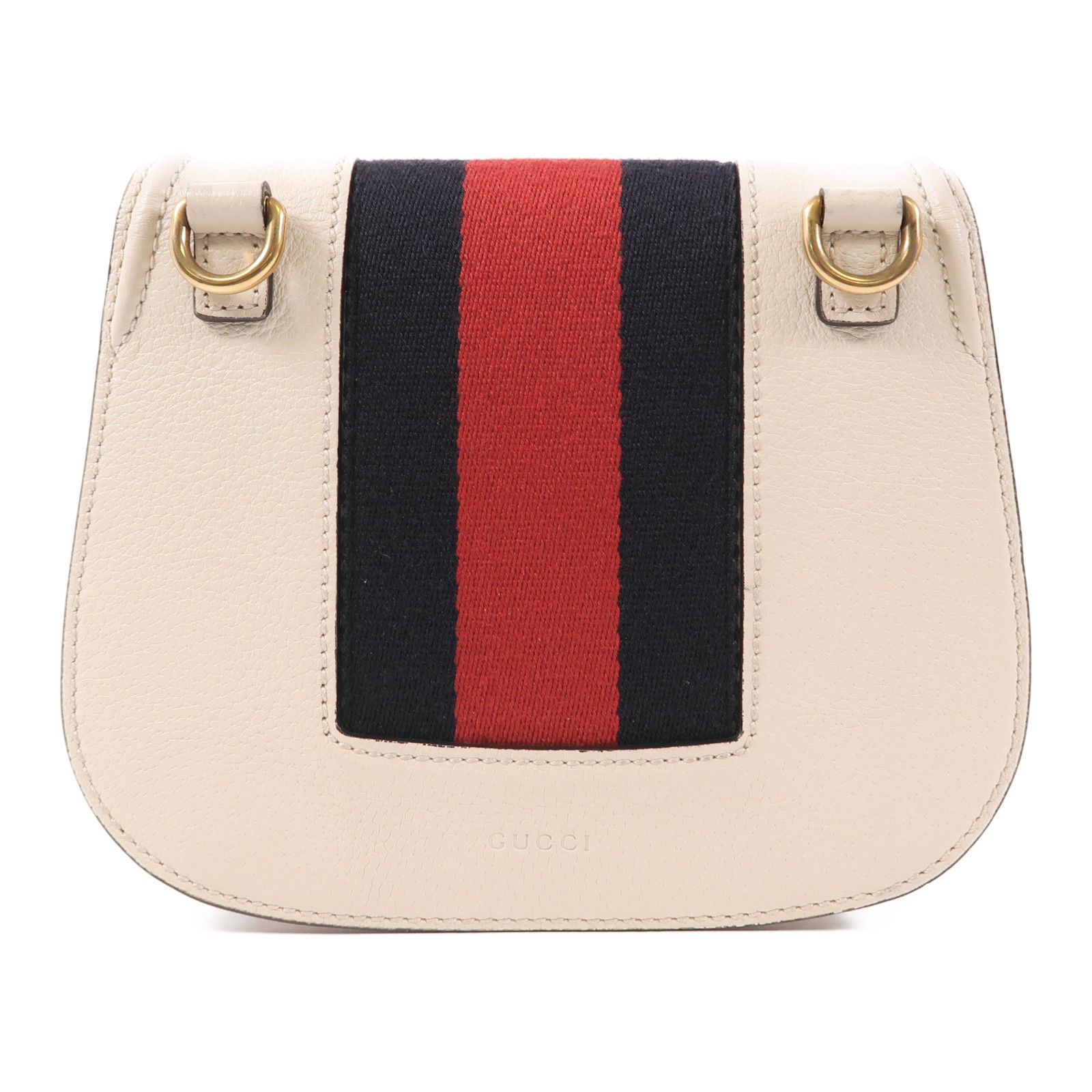 GUCCI Cowhide Leather Totem Butterfly Shoulder Bag Beige - Etoilux