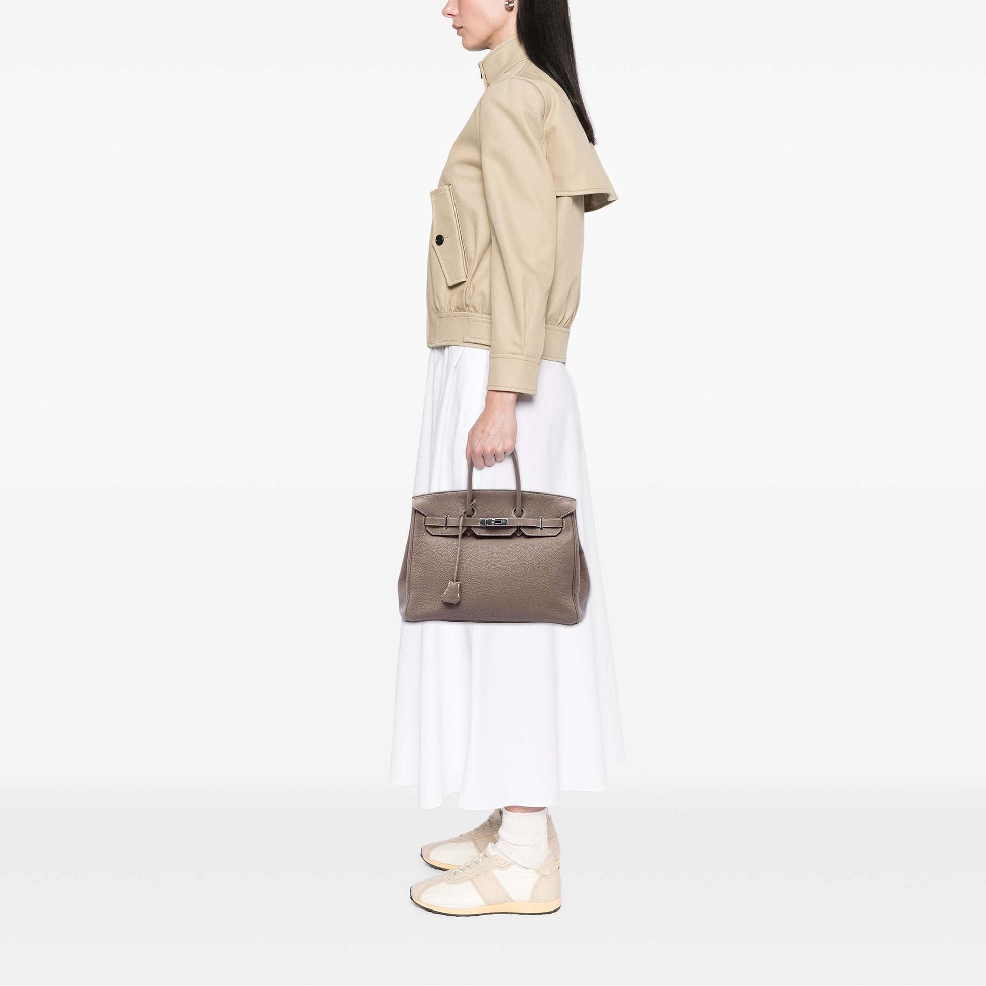 Hermès Birkin 35 – Pelle Togo Etoupe, Hardware Palladio - Etoilux