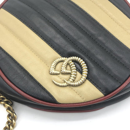 Gucci GG Marmont Round Mini Pelle Trapuntata Torchon Nero e Panna – 18 cm - Etoilux