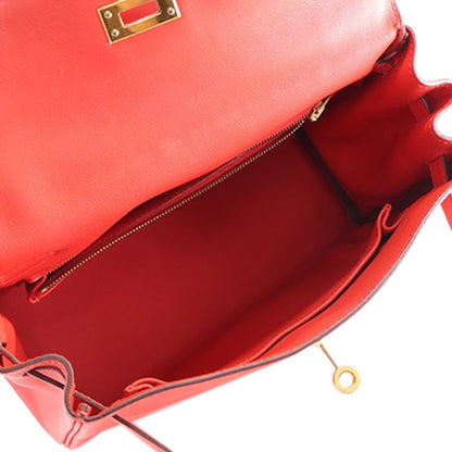 Hermès Kelly II Retourne 25 in pelle Swift Rouge Pivoine Anno 2015 – Made in France - Etoilux