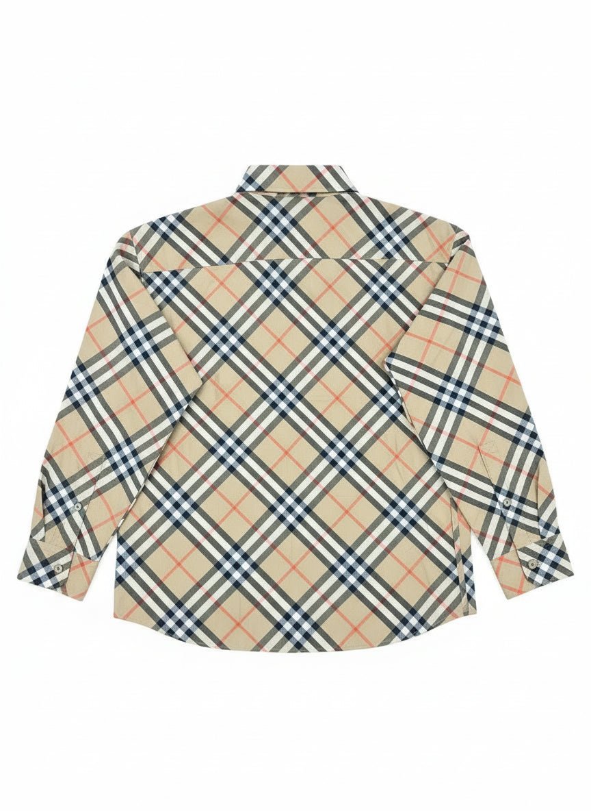 Burberry Camicia in Cotone Motivo Check Beige – Nuova con Cartellino - Etoilux