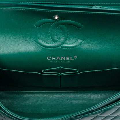 Chanel Classic Flap Small Agnello Verde Smeraldo Hardware Argento — 2018 - Etoilux