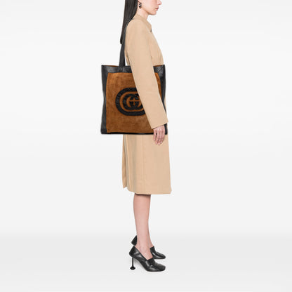 Gucci Ophidia Large Tote in pelle scamosciata marrone - Etoilux