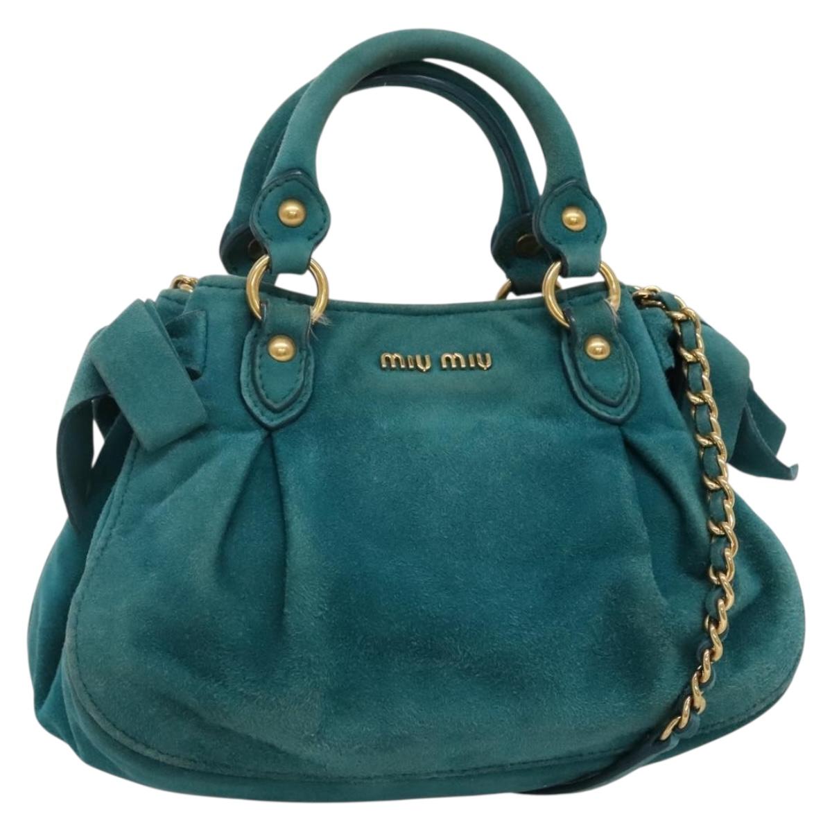 Miu Miu – Borsa a tracolla in pelle scamosciata blu - Etoilux