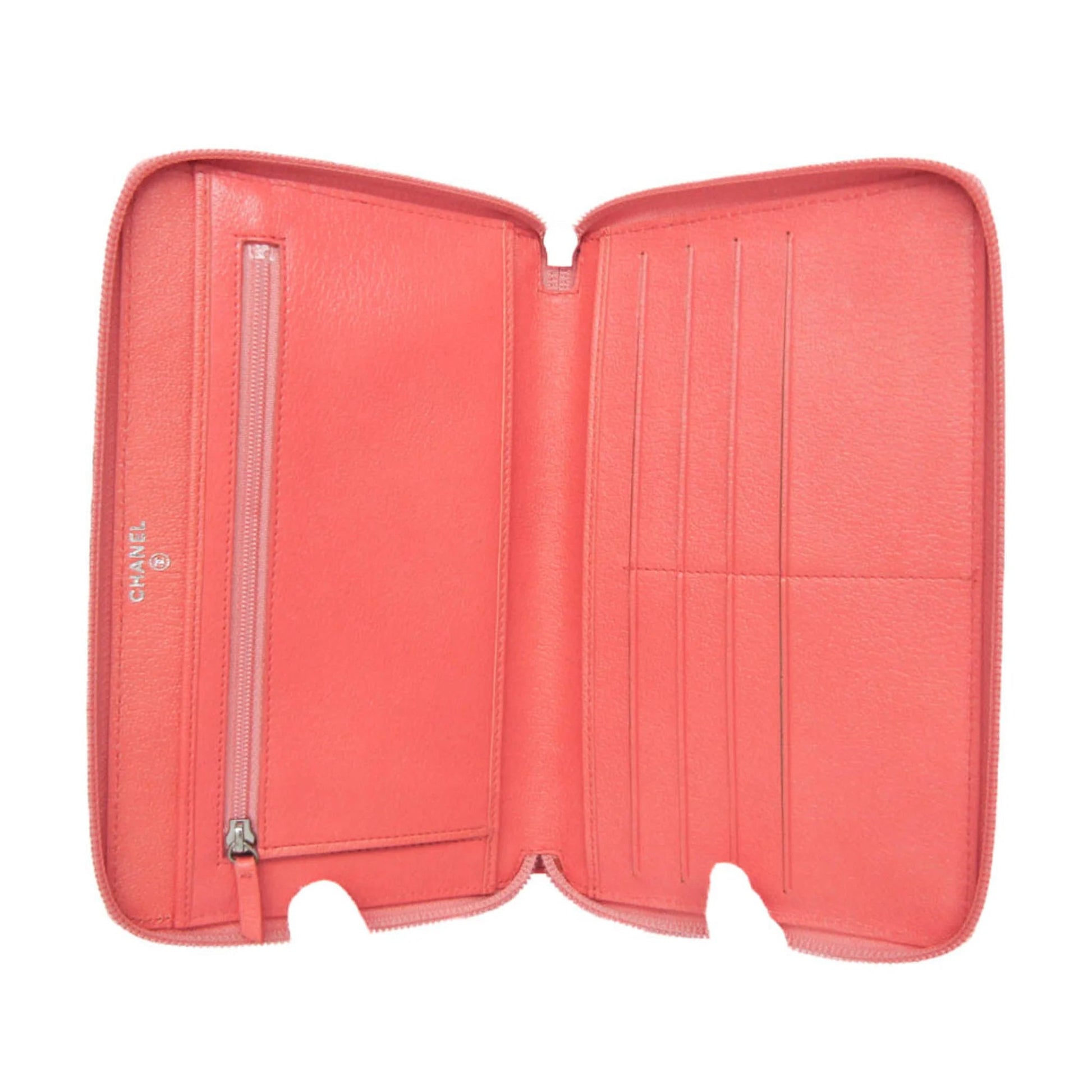 Chanel Camellia Zip Around Organizer – Pelle Rosa Corallo · 20,5 cm - Etoilux