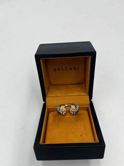 Bvlgari Tubogas Anello Acciaio Ruthenium Oro Giallo Diamanti – Misura 54 - Etoilux