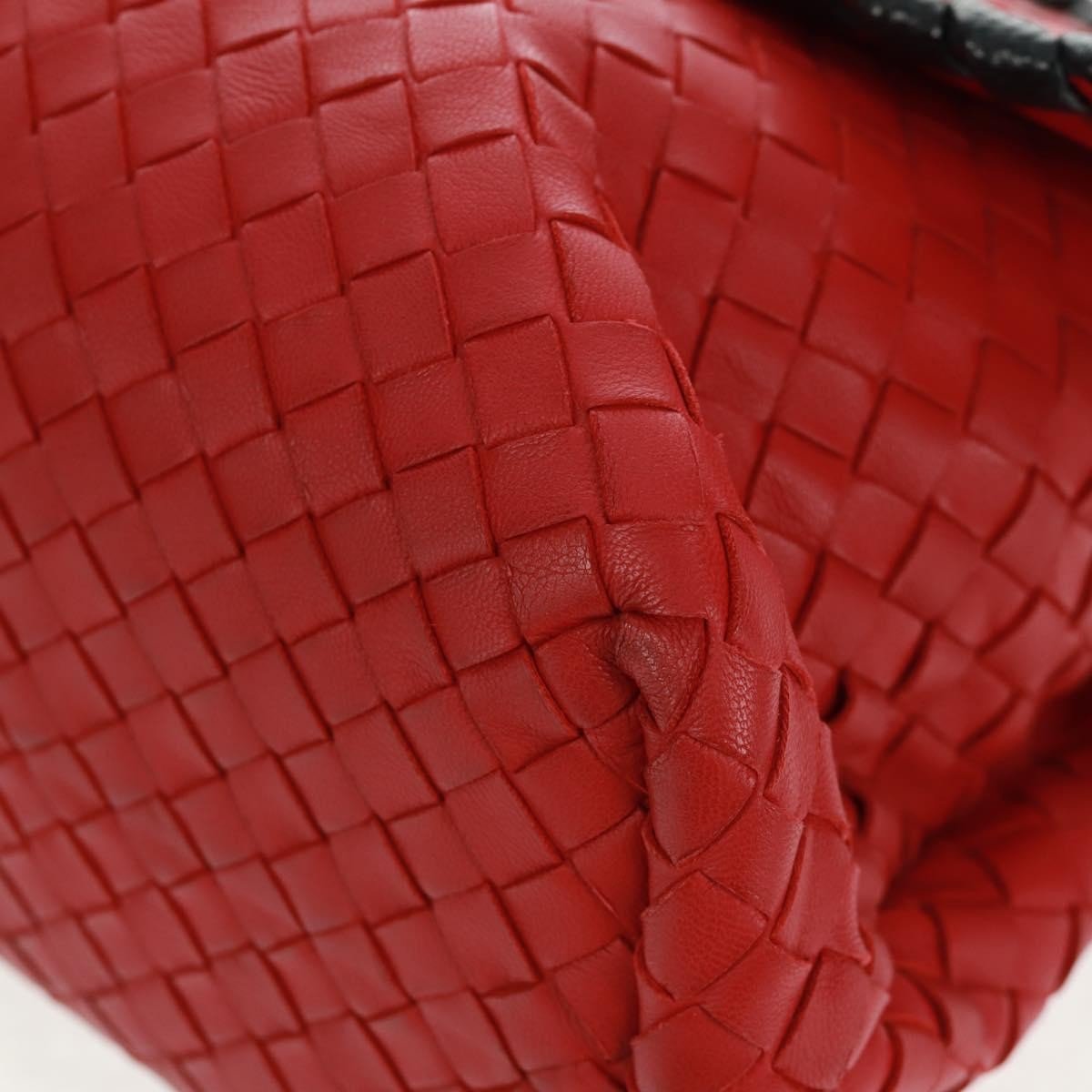 Bottega Veneta Glass Shoulder Bag Intrecciato Nappa Rosso/Nero – 28 cm - Etoilux