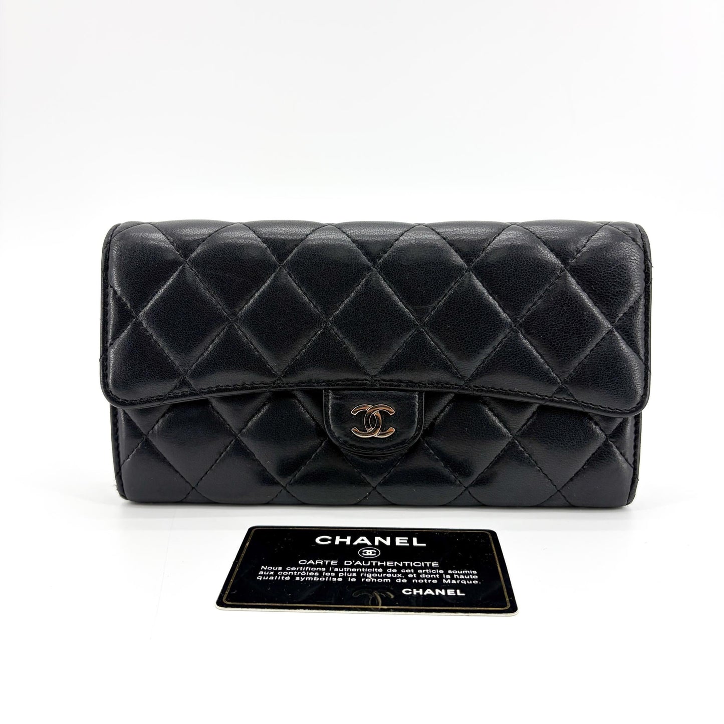 Chanel Chanel Classic Flap Long Wallet Gold Hardware Black GOOD - Etoilux