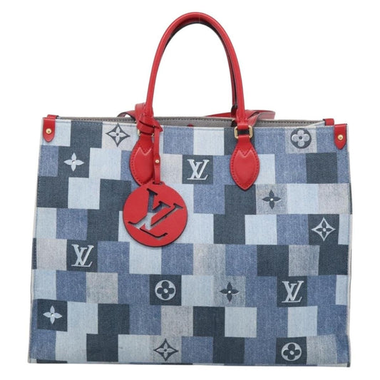 Louis Vuitton OnTheGo – Denim patchwork e manici rossi - Etoilux