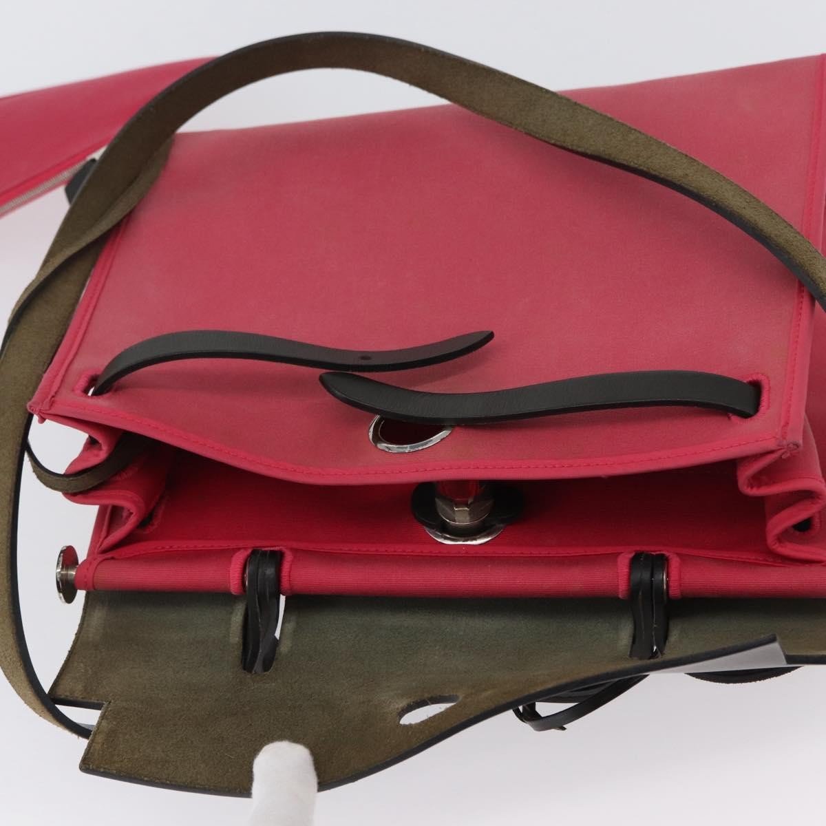 Hermès Herbag Zip 31 – Toile Rose & Cuir Vache Hunter Noir – Hardware Palladio - Etoilux